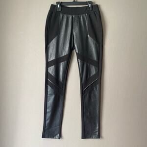 L'ATISTE sz S black Leather patchwork pants‎
